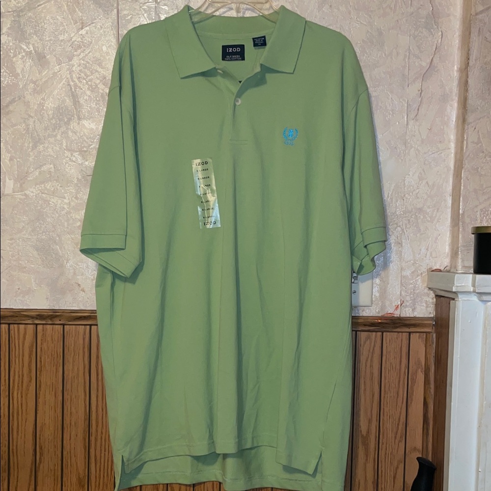 Light green izod silk wash summer polo shirt (XL)(nwt)